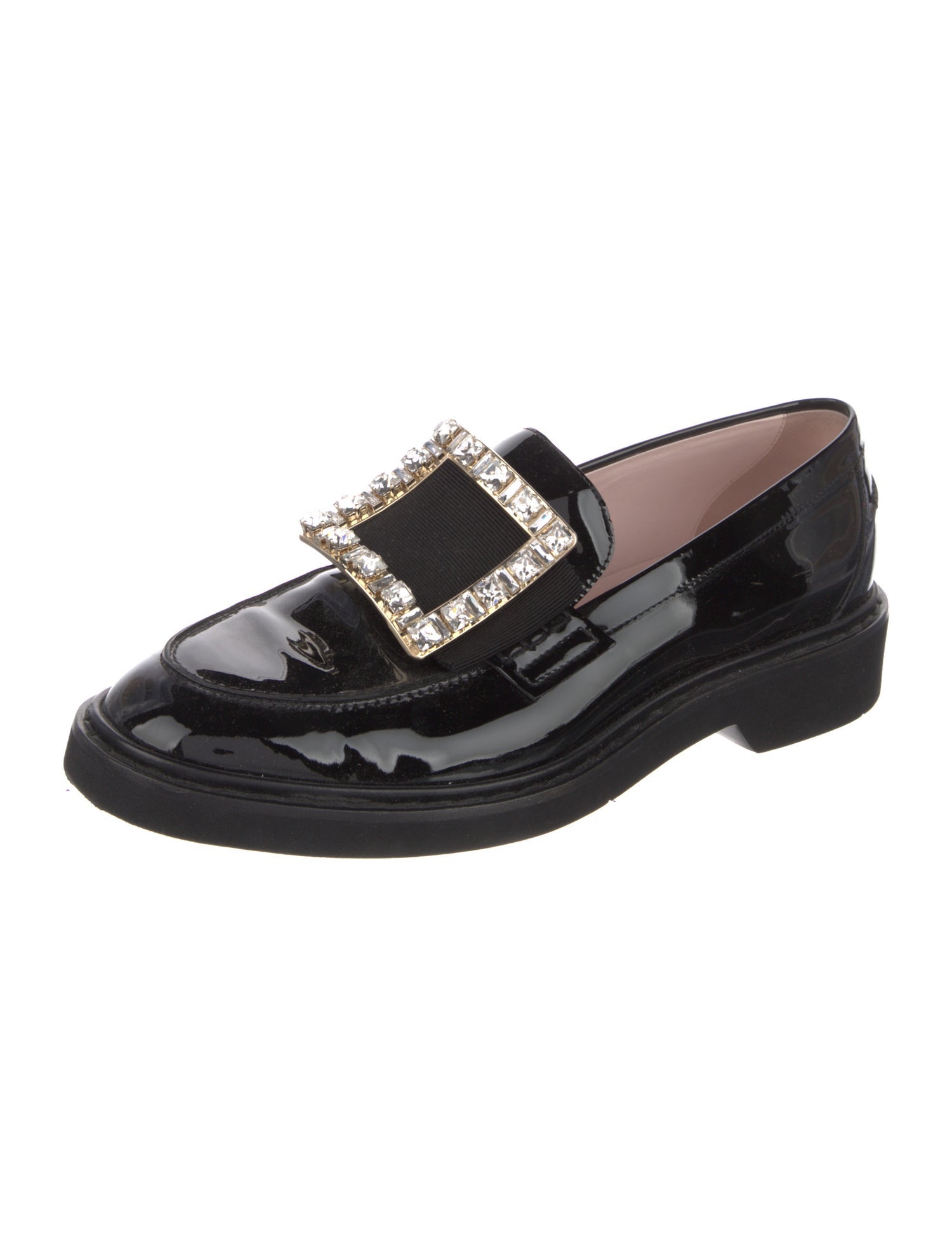 Roger Vivier Patent Leather Crystal Embellishments Loafers