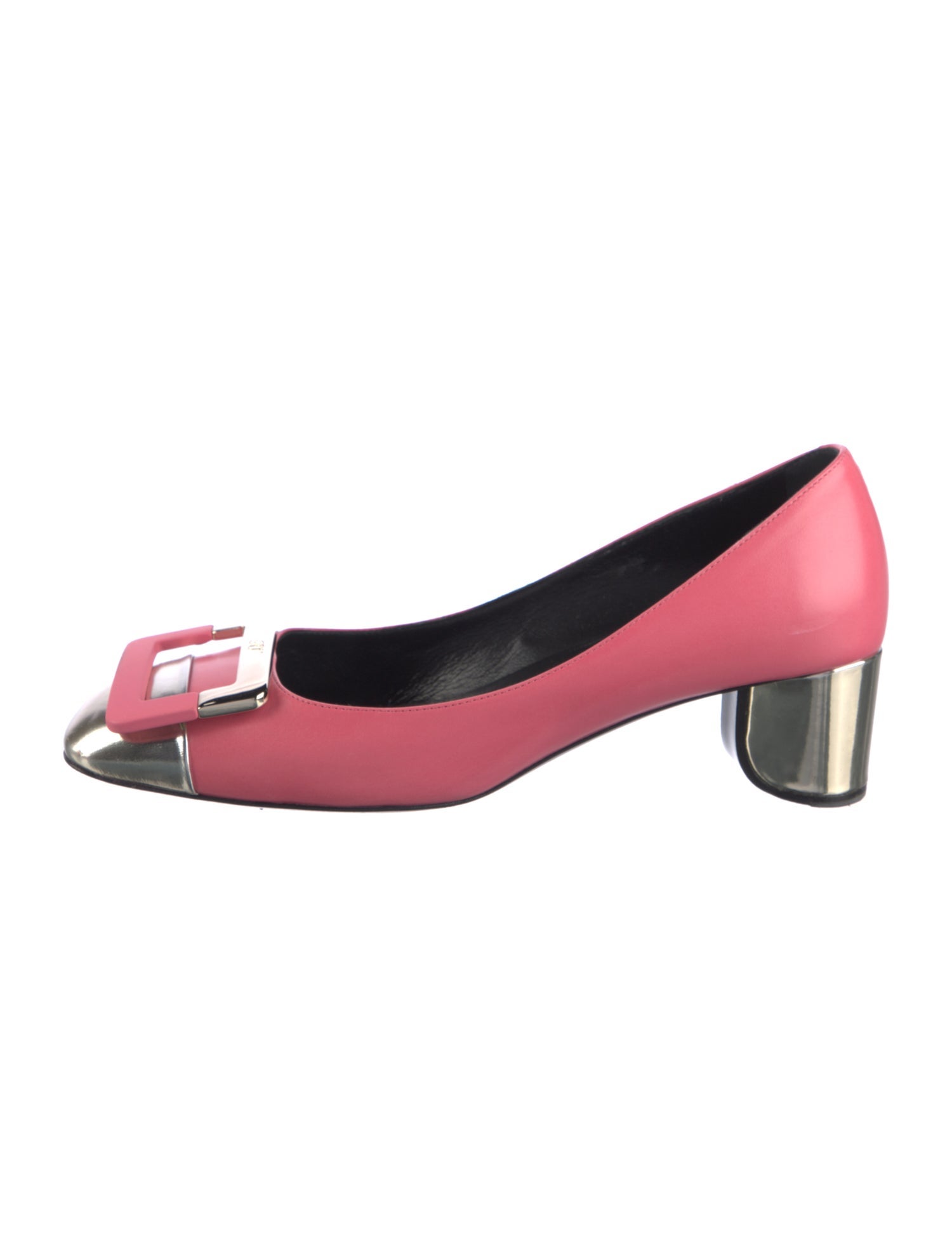 Roger Vivier Leather Colorblock Pattern Pumps