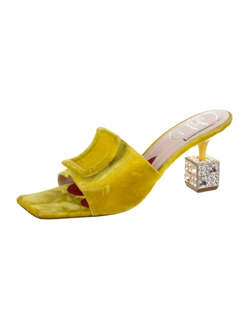 Roger Vivier Velvet Crystal Embellishments Slides