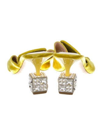 Roger Vivier Velvet Crystal Embellishments Slides