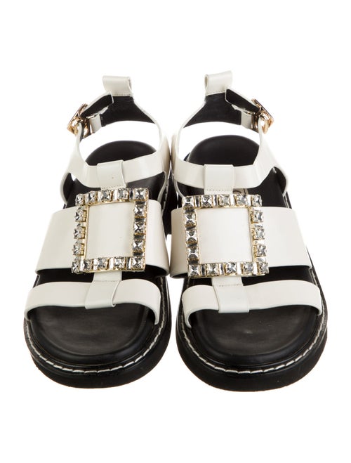 Roger Vivier Leather Crystal Embellishments Gladiator Sandals