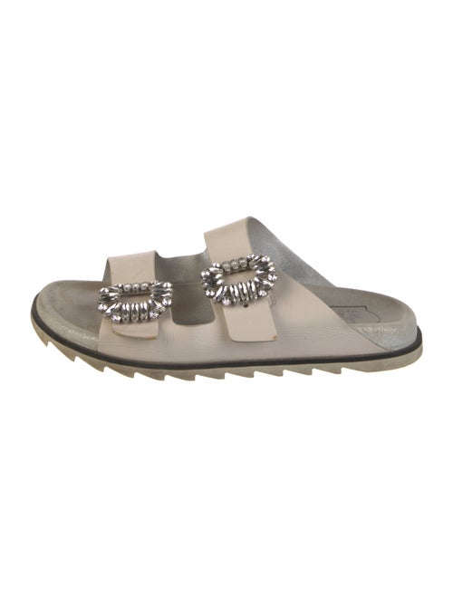 Roger Vivier Leather Crystal Embellishments Slides