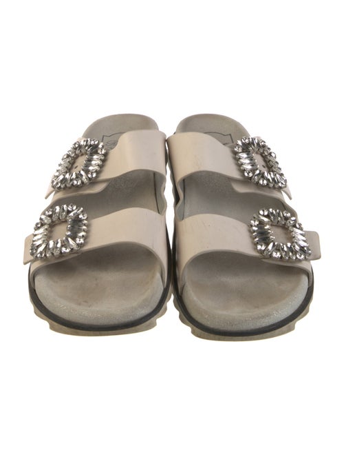 Roger Vivier Leather Crystal Embellishments Slides