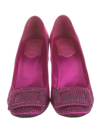 Roger Vivier Satin Crystal Embellishments Pumps