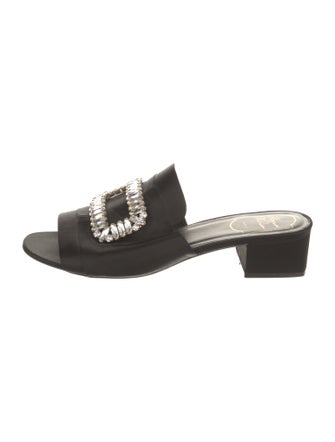 Roger Vivier Satin Crystal Embellishments Slides