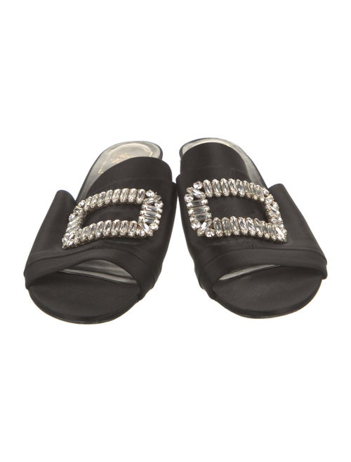 Roger Vivier Satin Crystal Embellishments Slides