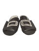 Roger Vivier Satin Crystal Embellishments Slides