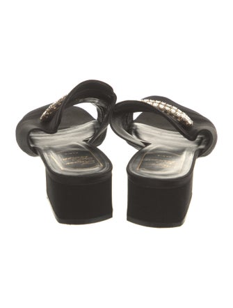 Roger Vivier Satin Crystal Embellishments Slides