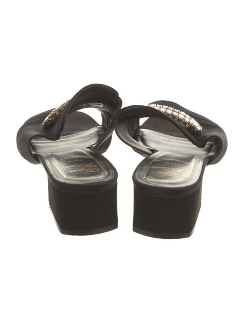 Roger Vivier Satin Crystal Embellishments Slides