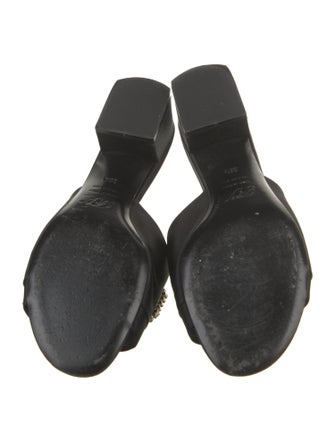 Roger Vivier Satin Crystal Embellishments Slides