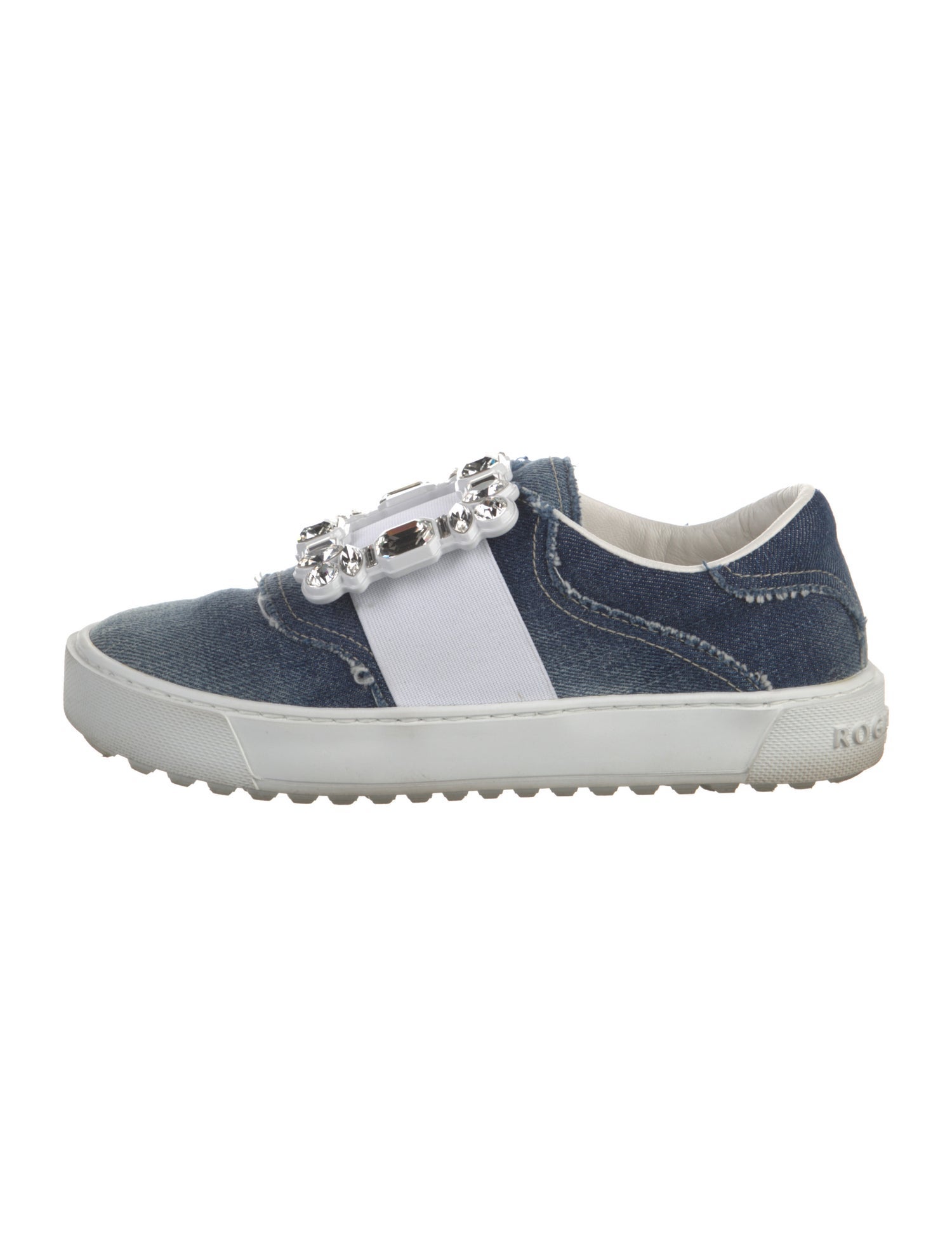 Roger Vivier Denim Colorblock Pattern Sneakers
