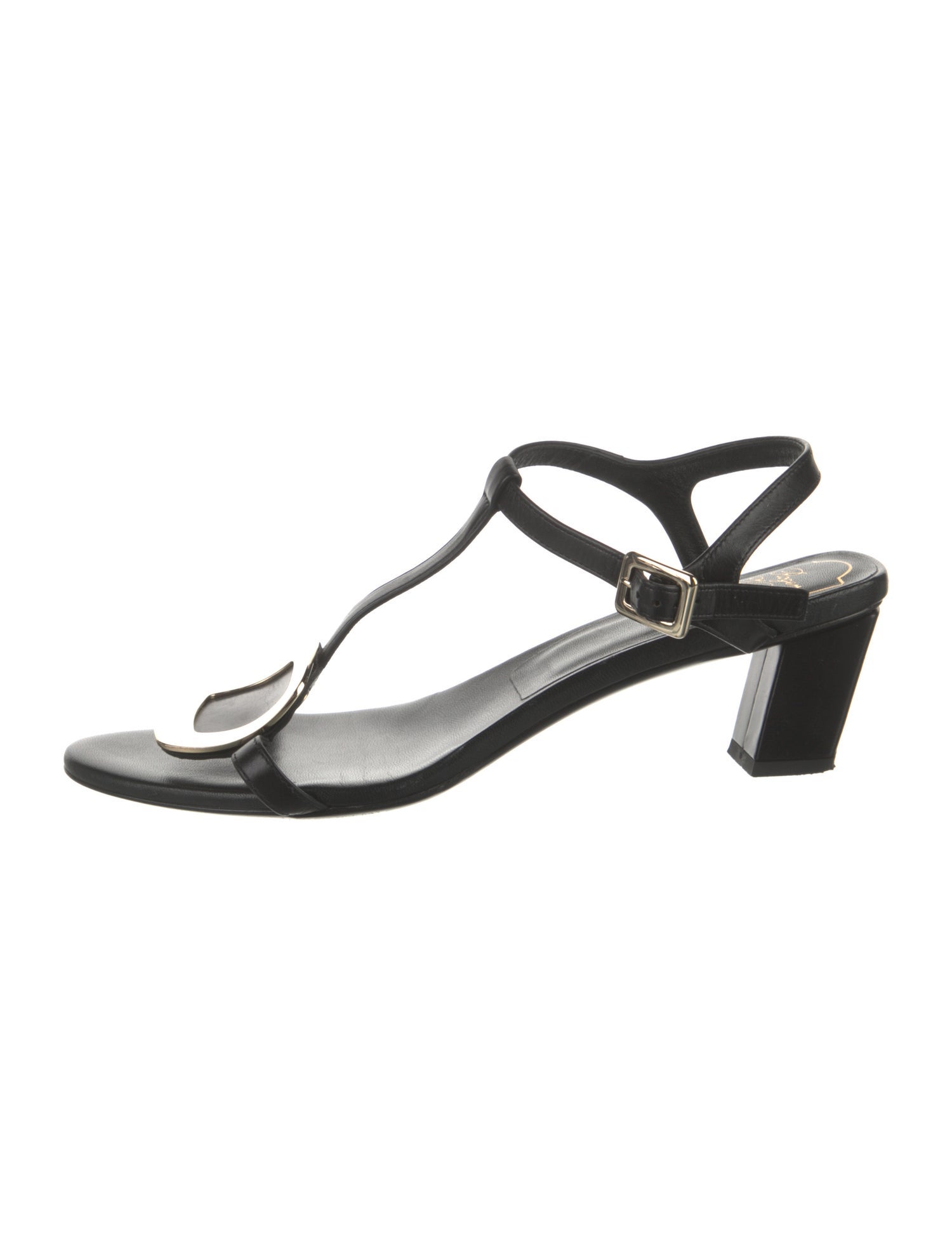 Roger Vivier Leather T-Strap Sandals