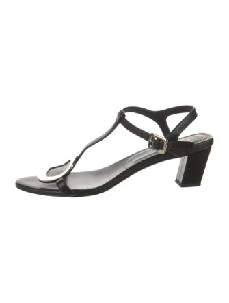 Roger Vivier Leather T-Strap Sandals