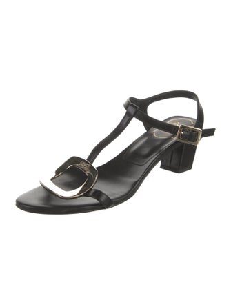 Roger Vivier Leather T-Strap Sandals