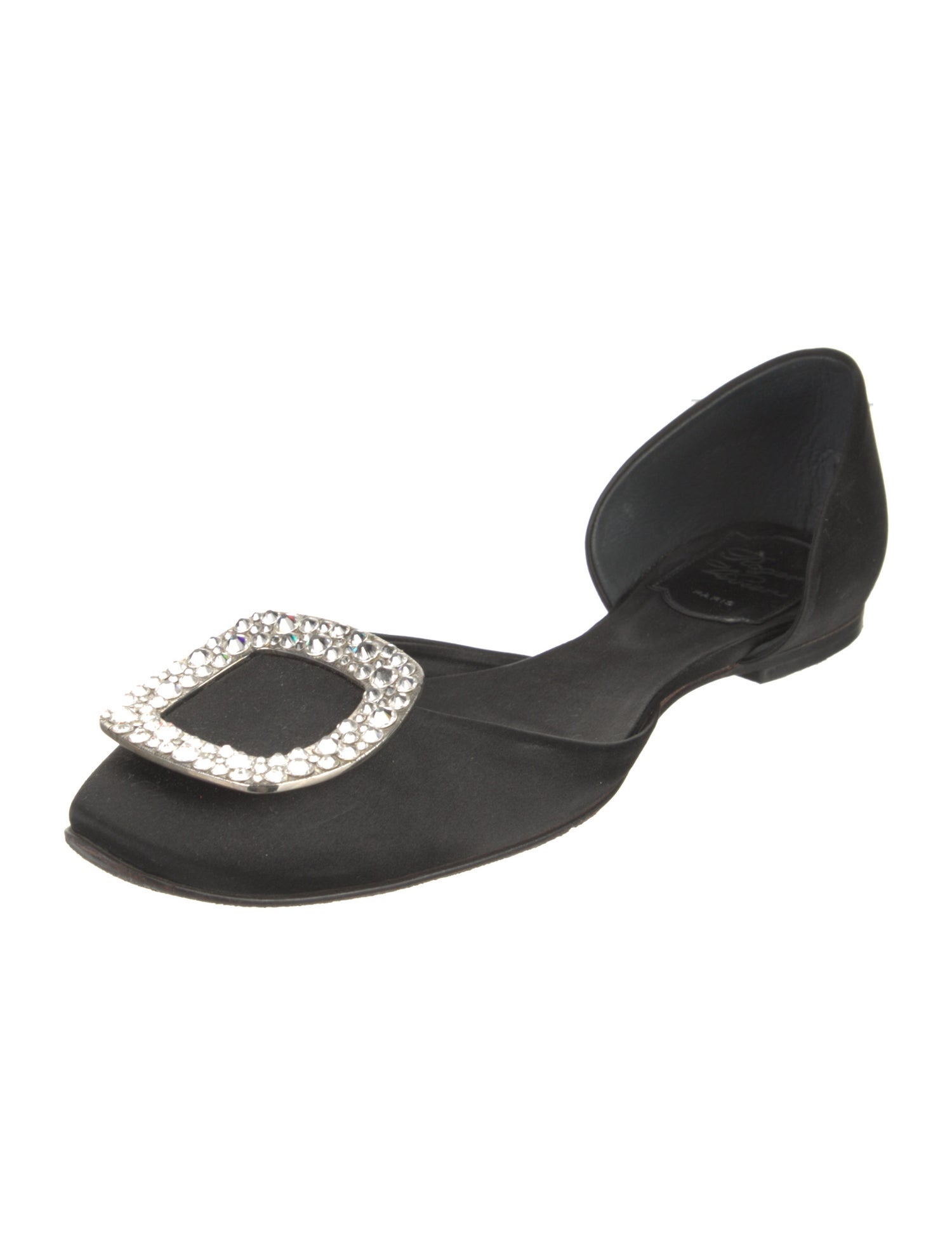 Roger Vivier Satin Crystal Embellishments D'Orsay Flats