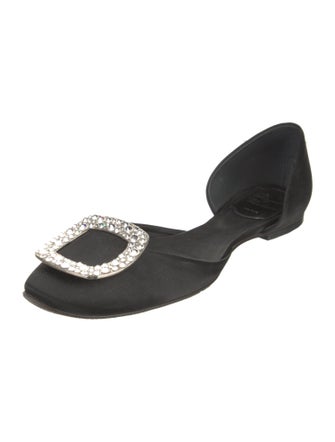 Roger Vivier Satin Crystal Embellishments D'Orsay Flats