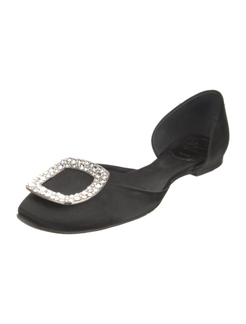 Roger Vivier Satin Crystal Embellishments D'Orsay Flats