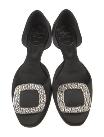 Roger Vivier Satin Crystal Embellishments D'Orsay Flats