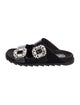 Roger Vivier Leather Crystal Embellishments Slides
