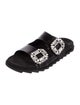 Roger Vivier Leather Crystal Embellishments Slides