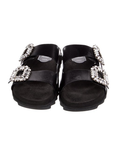 Roger Vivier Leather Crystal Embellishments Slides