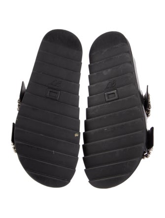 Roger Vivier Leather Crystal Embellishments Slides