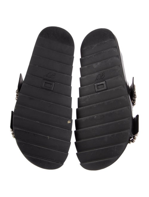 Roger Vivier Leather Crystal Embellishments Slides