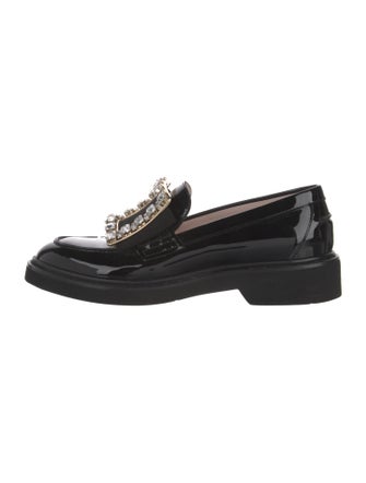 Roger Vivier Patent Leather Crystal Embellishments Loafers