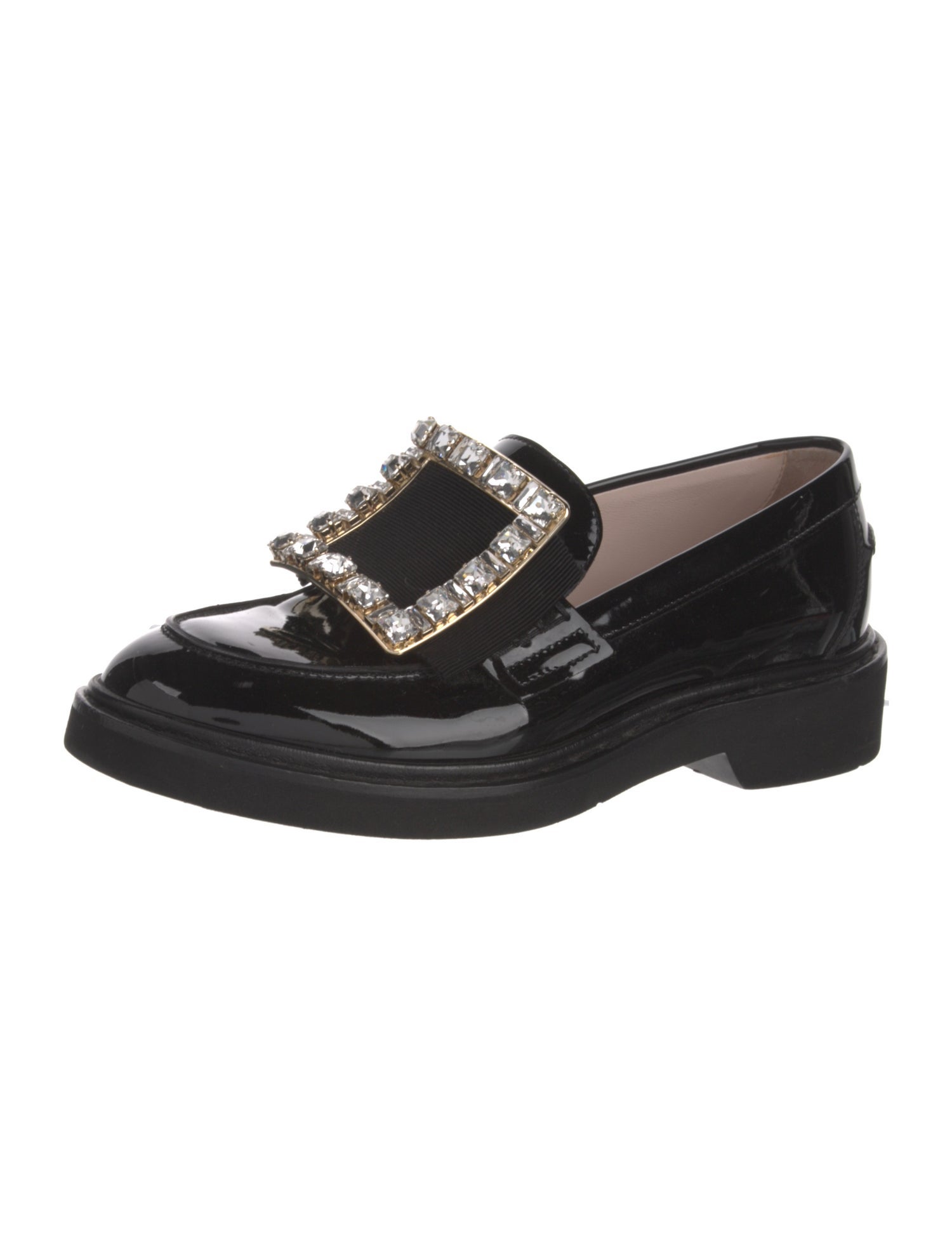 Roger Vivier Patent Leather Crystal Embellishments Loafers