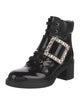 Roger Vivier Patent Leather Crystal Embellishments Combat Boots