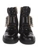 Roger Vivier Patent Leather Crystal Embellishments Combat Boots