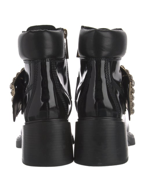 Roger Vivier Patent Leather Crystal Embellishments Combat Boots
