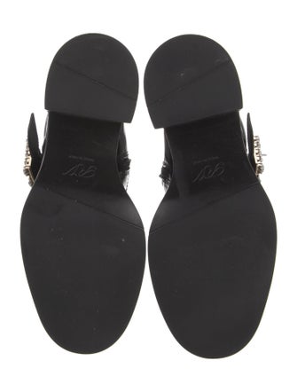 Roger Vivier Patent Leather Crystal Embellishments Combat Boots