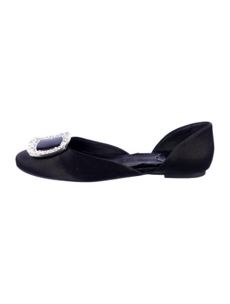 Roger Vivier Satin Crystal Embellishments D'Orsay Flats