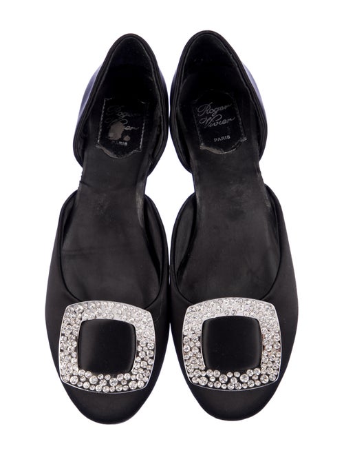 Roger Vivier Satin Crystal Embellishments D'Orsay Flats