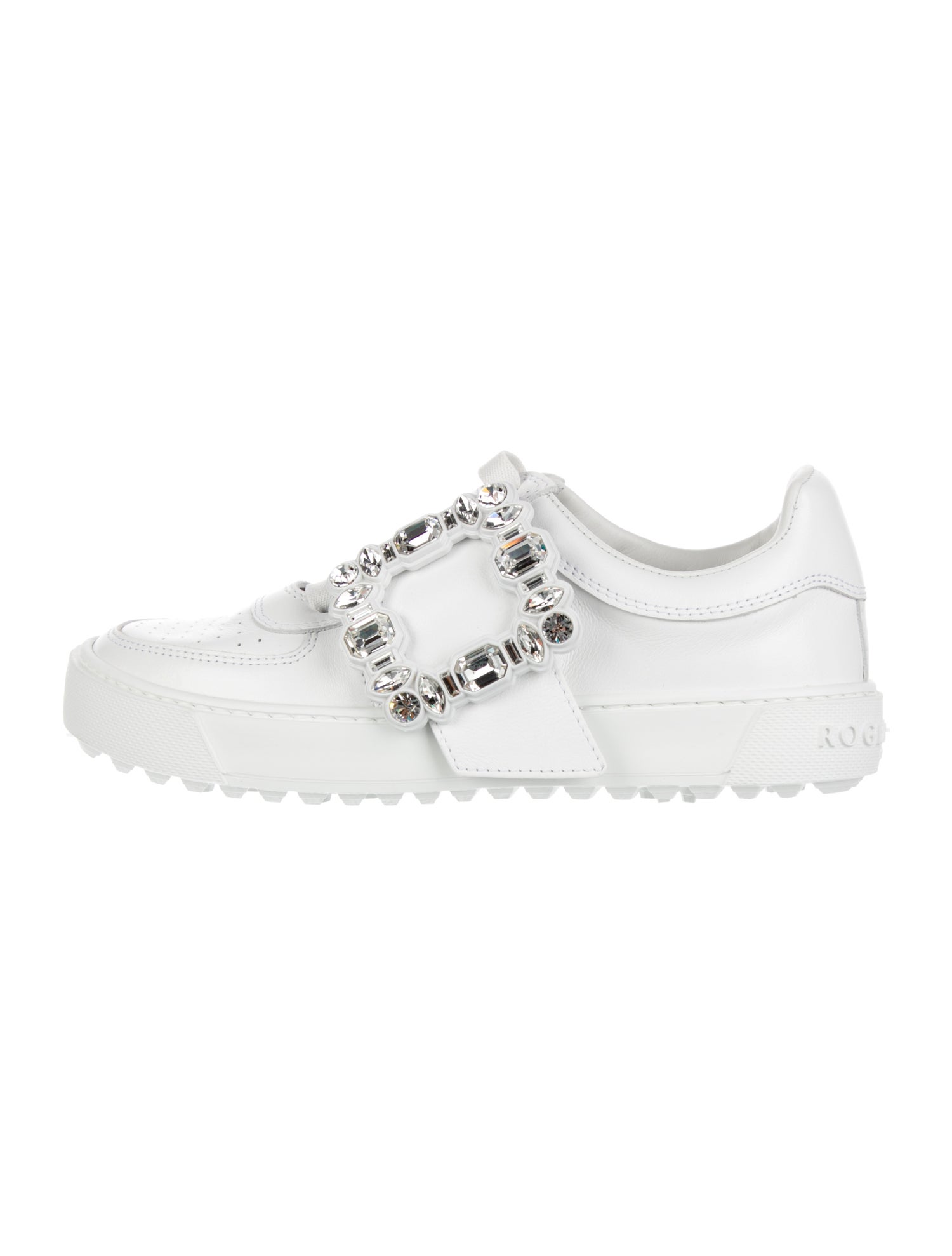 Roger Vivier Leather Glitter Accents Sneakers