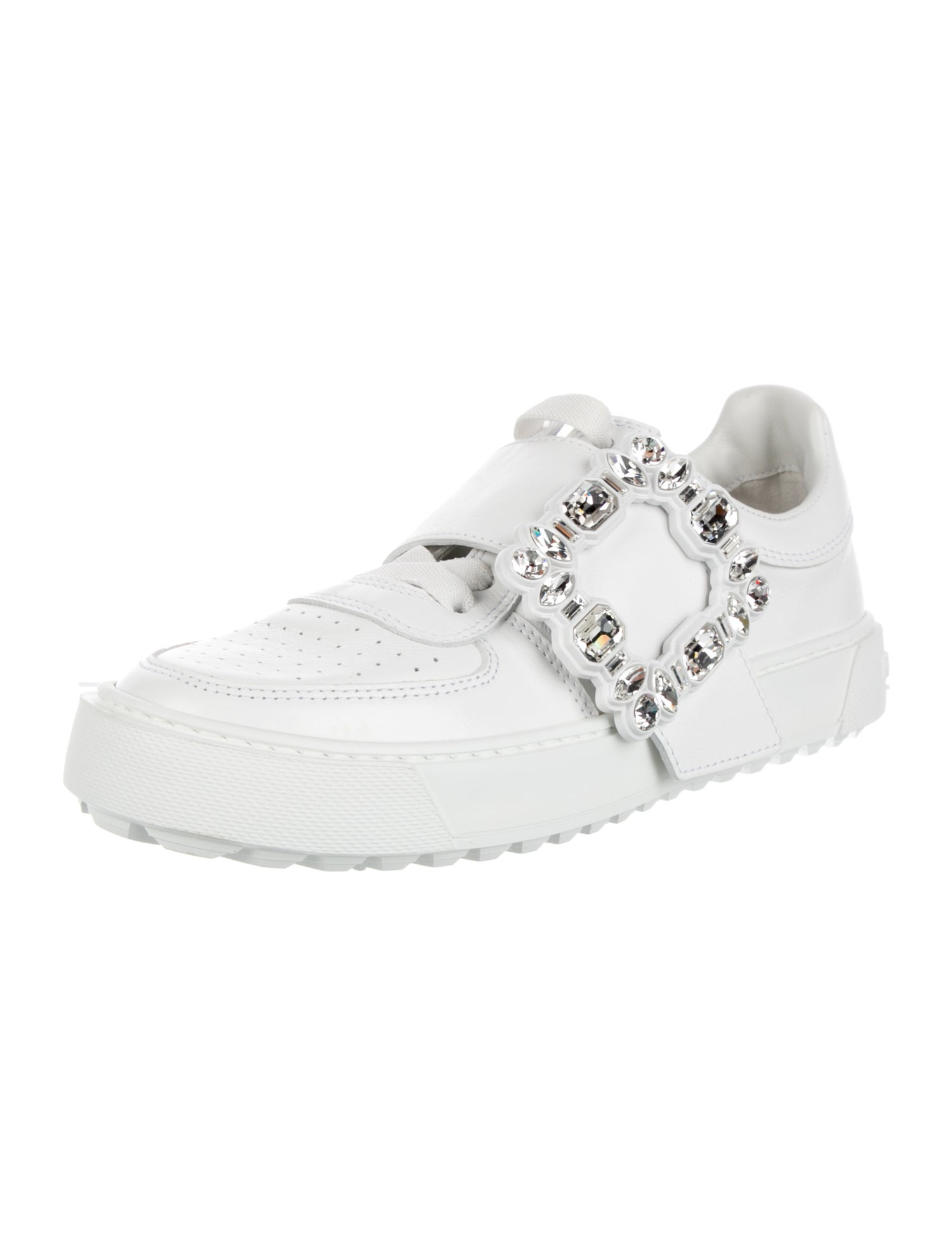 Roger Vivier Leather Glitter Accents Sneakers