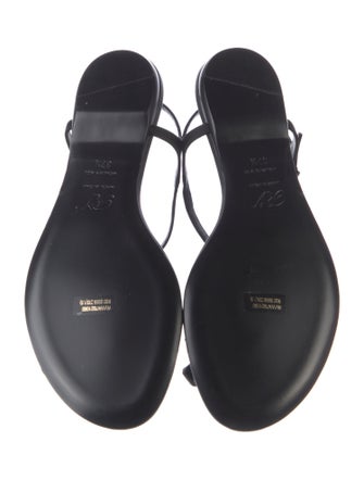 Roger Vivier Leather Crystal Embellishments T-Strap Sandals