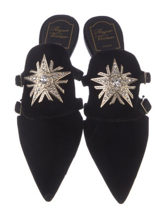 Roger Vivier Velvet Crystal Embellishments Mules