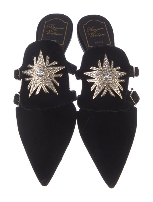 Roger Vivier Velvet Crystal Embellishments Mules
