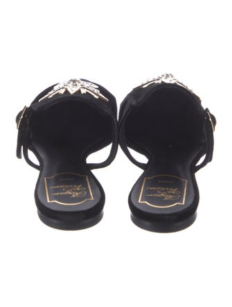Roger Vivier Velvet Crystal Embellishments Mules