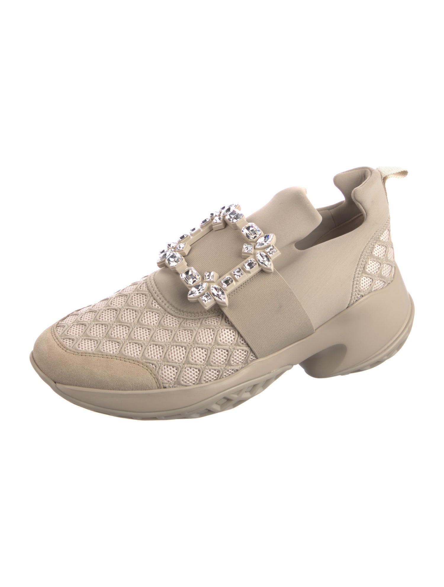 Roger Vivier Neoprene Crystal Embellishments Wedge Sneakers