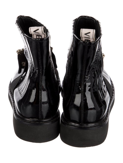Roger Vivier Patent Leather Crystal Embellishments Combat Boots