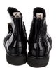 Roger Vivier Patent Leather Crystal Embellishments Combat Boots
