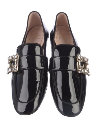 Roger Vivier Patent Leather Crystal Embellishments Loafers