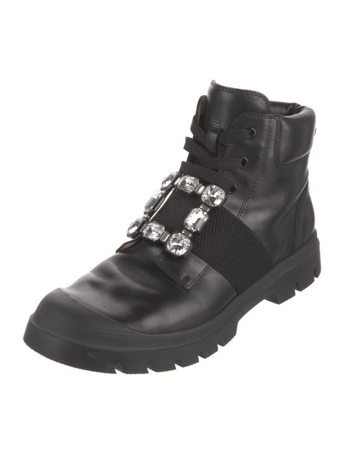 Roger Vivier Leather Crystal Embellishments Boots