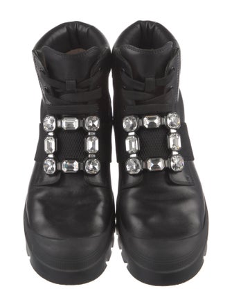 Roger Vivier Leather Crystal Embellishments Boots