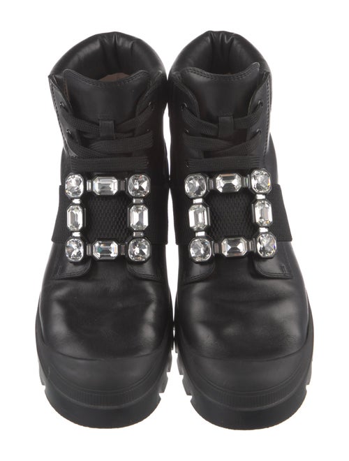 Roger Vivier Leather Crystal Embellishments Boots