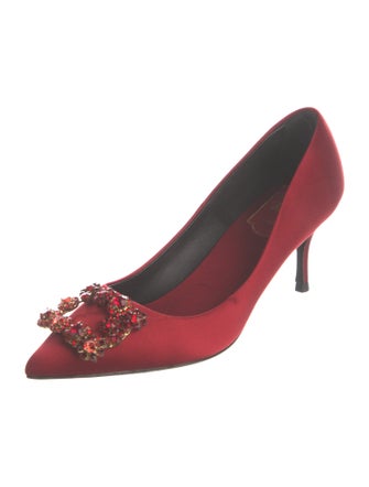 Roger Vivier Satin Crystal Embellishments Pumps