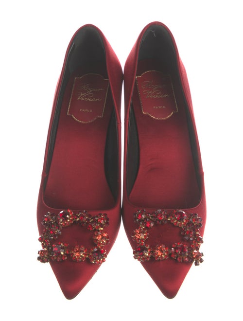 Roger Vivier Satin Crystal Embellishments Pumps